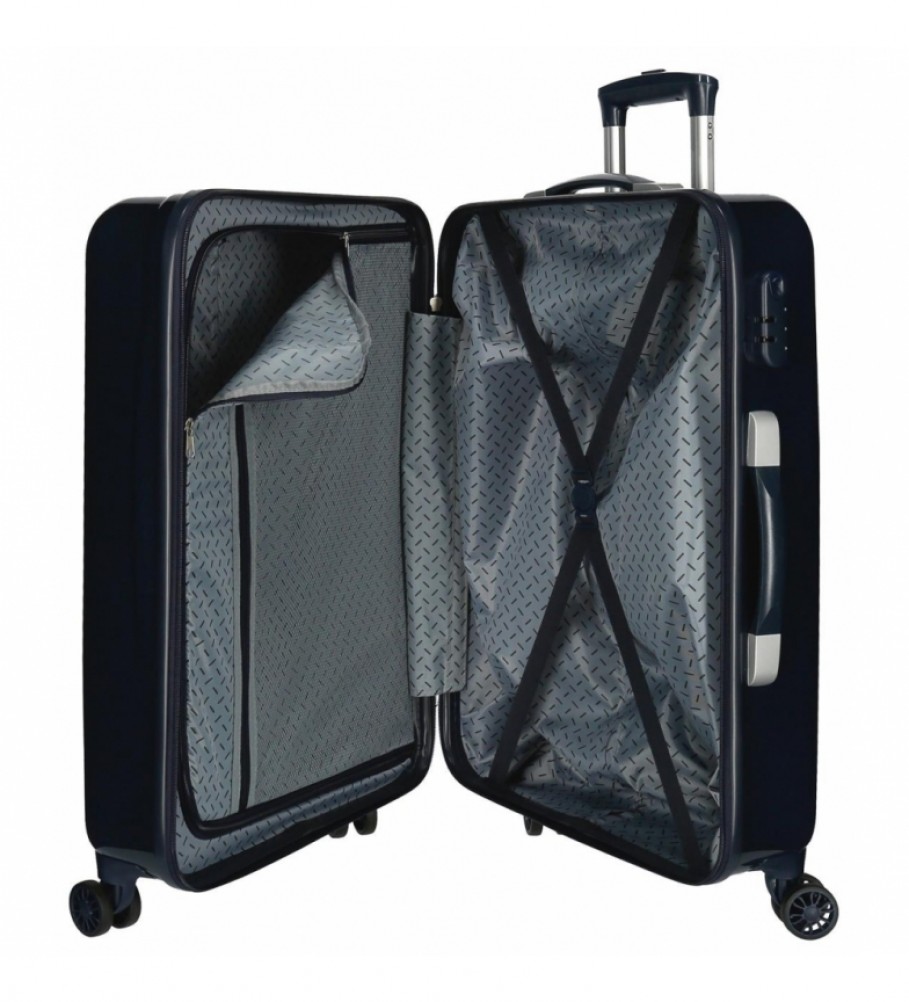 Conjunto de malas rígidas Joumma Bags Bia Jeans, azul - 38x55x20/48x68x26 -