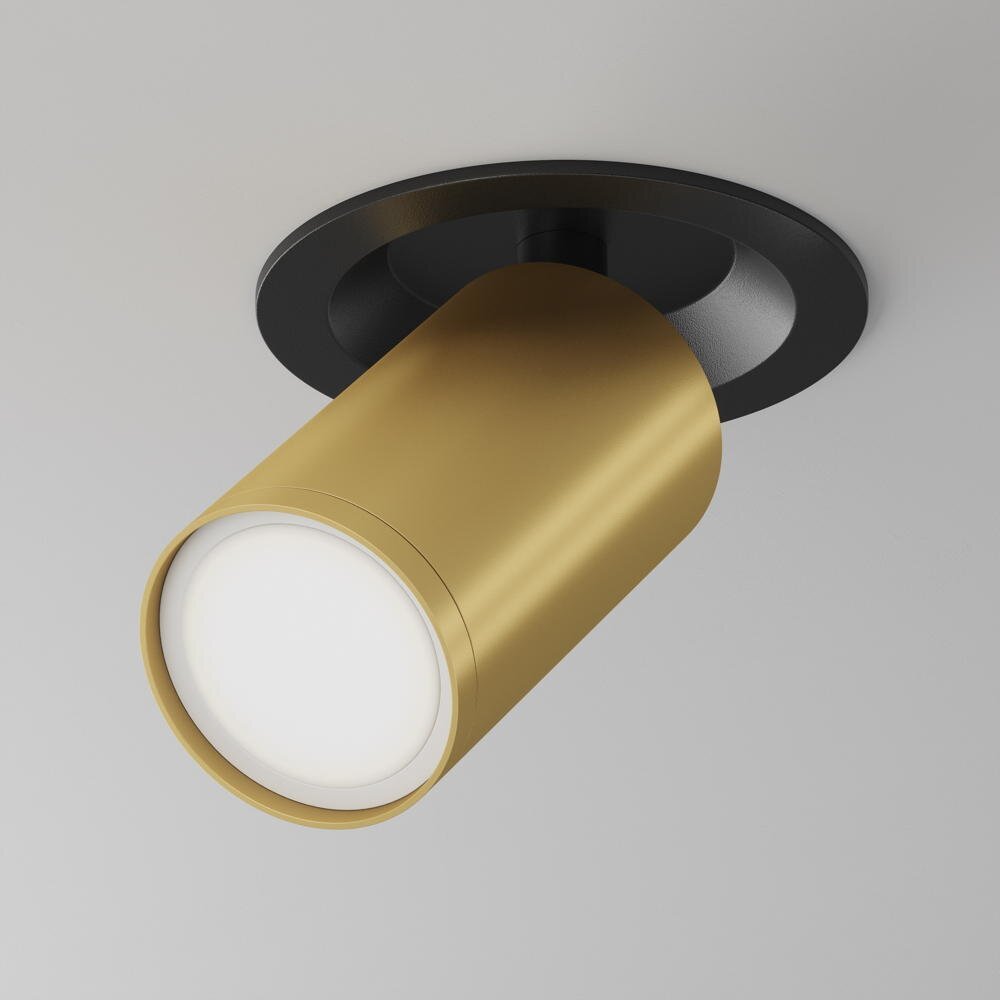 Focus inbouw plafondspot in goud en zwart GU10