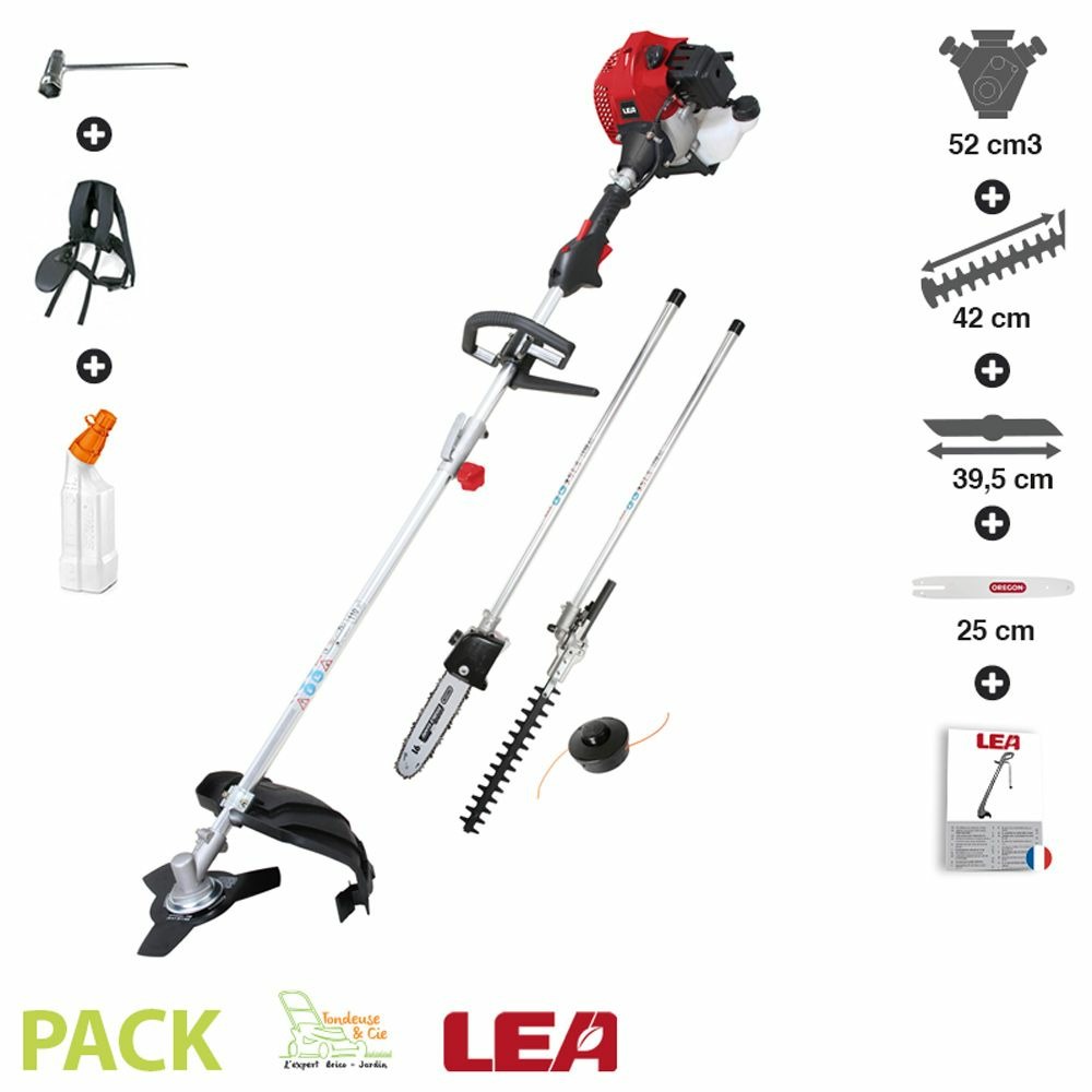 Debroussailleuse multifonctions thermique 4 en 1 52cc lea le26517dp