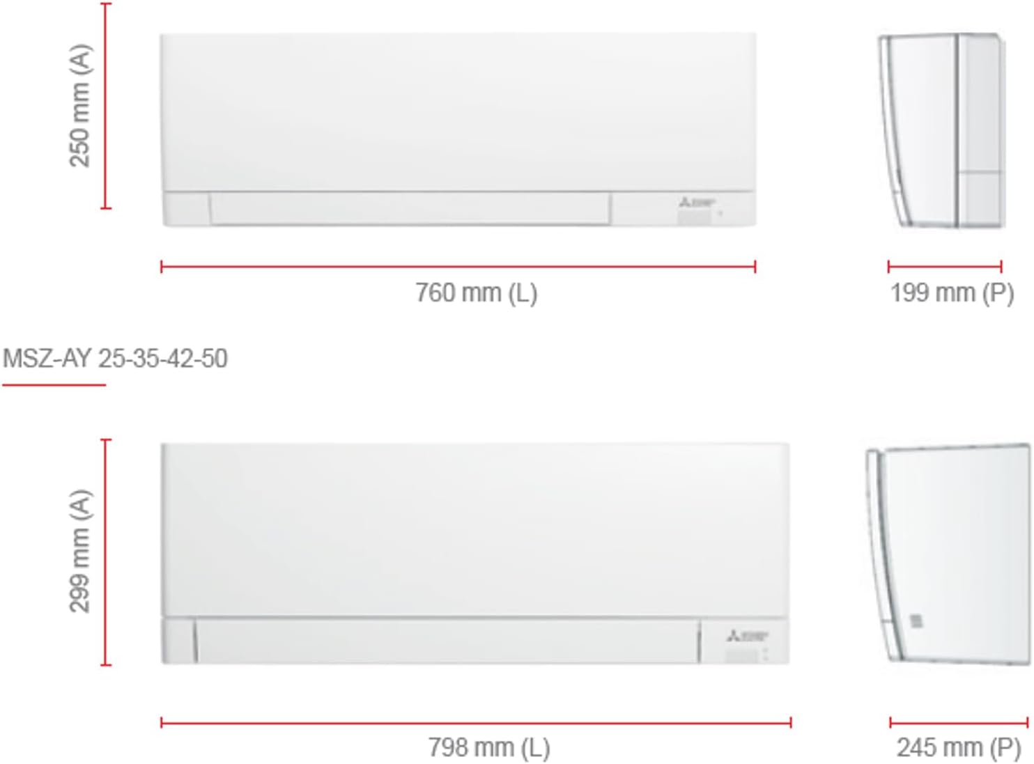 Mitsubishi MSZ-AY25VGKP + MUZ-AY25VG Serie AY Klimagerät 9000 BTU Inverter Wärmepumpe Energieklasse A+++/A++