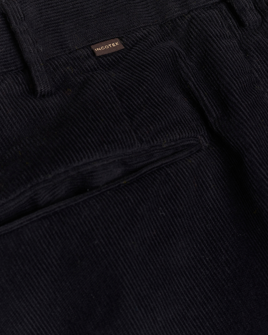 Incotex Slim Fit Baby Corduroy Trousers Navy