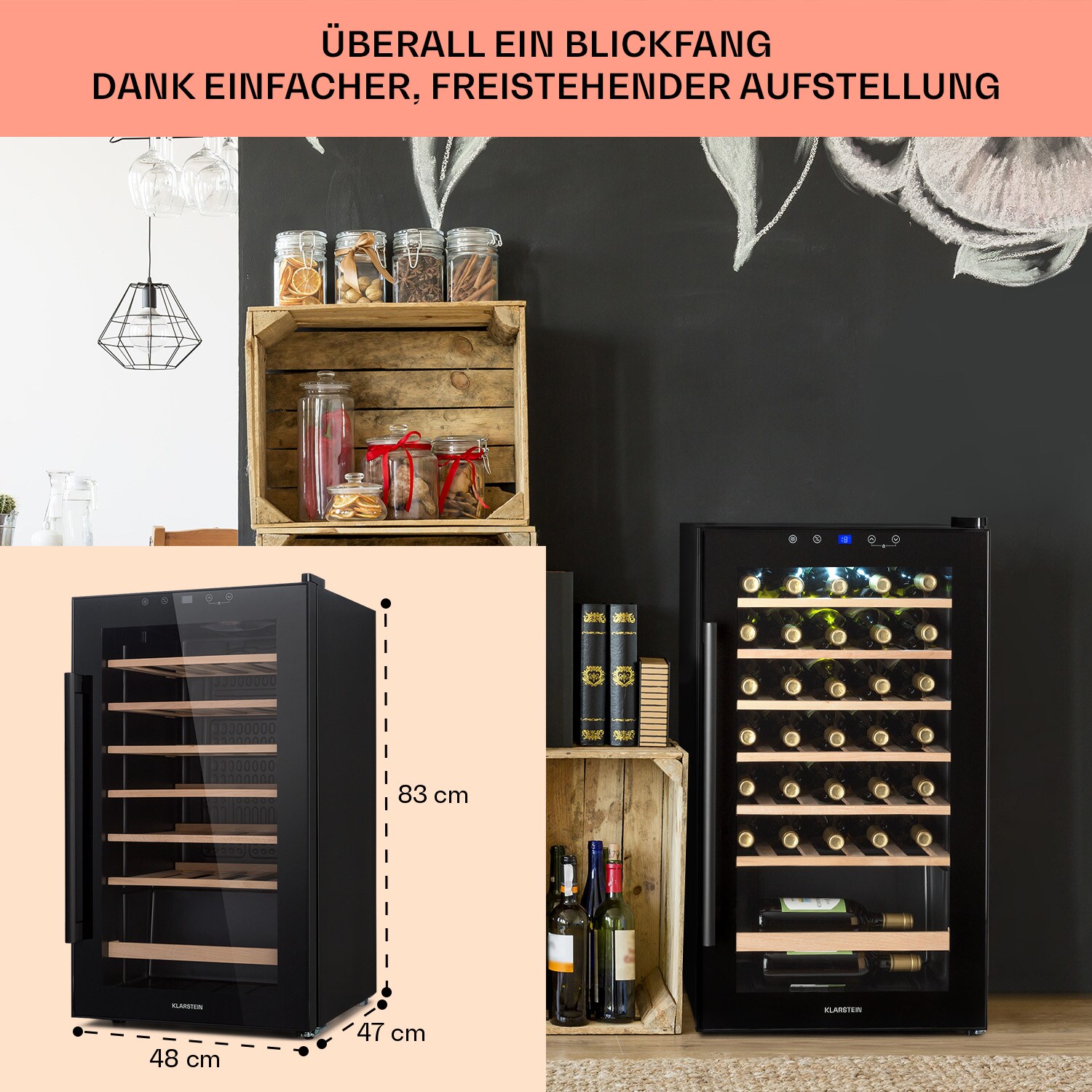 Barossa 32 Uno Weinkühlschrank 1 Zone 95 Liter / 36 Flaschen Touch-Display