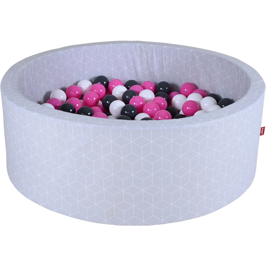 knorr toys® Bällebad soft - Geo cube grey - 300 balls cremegreyrose grau