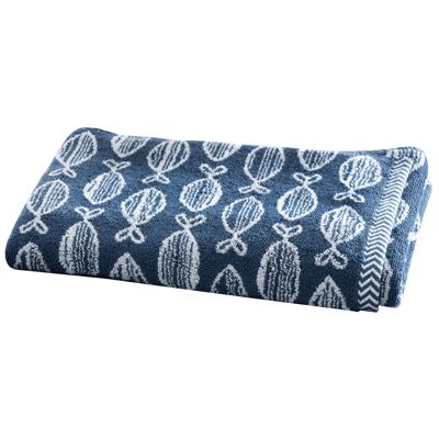 Linge de toilette double jacquard - motif poissons - 450 g/m²