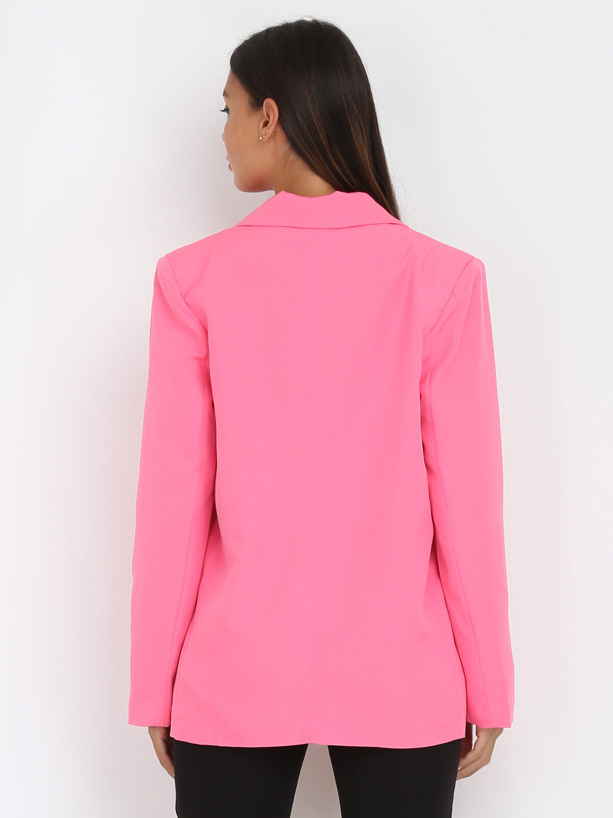 Veste blazer oversize à poches- Rose