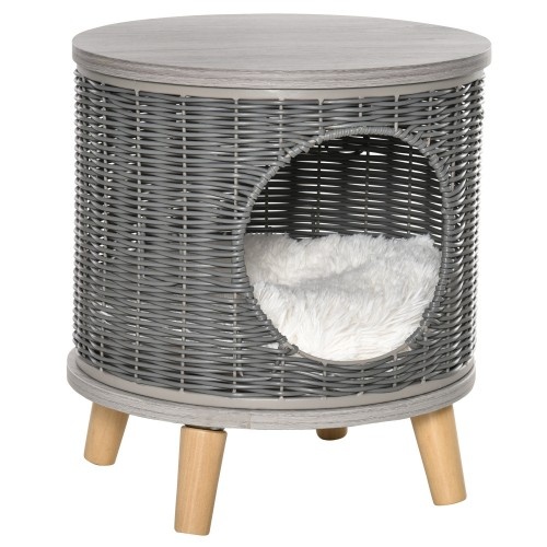 Caverna elevada para gatos cinzentos Pawhut