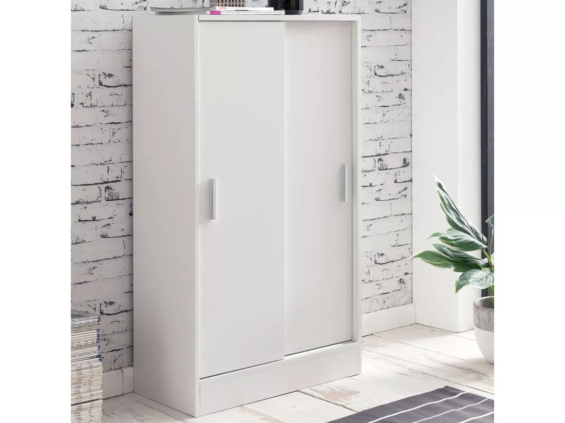 Commode avec 2 portes Armoire 60x107,5x28,5 cm Blanche Buffet Cabinet