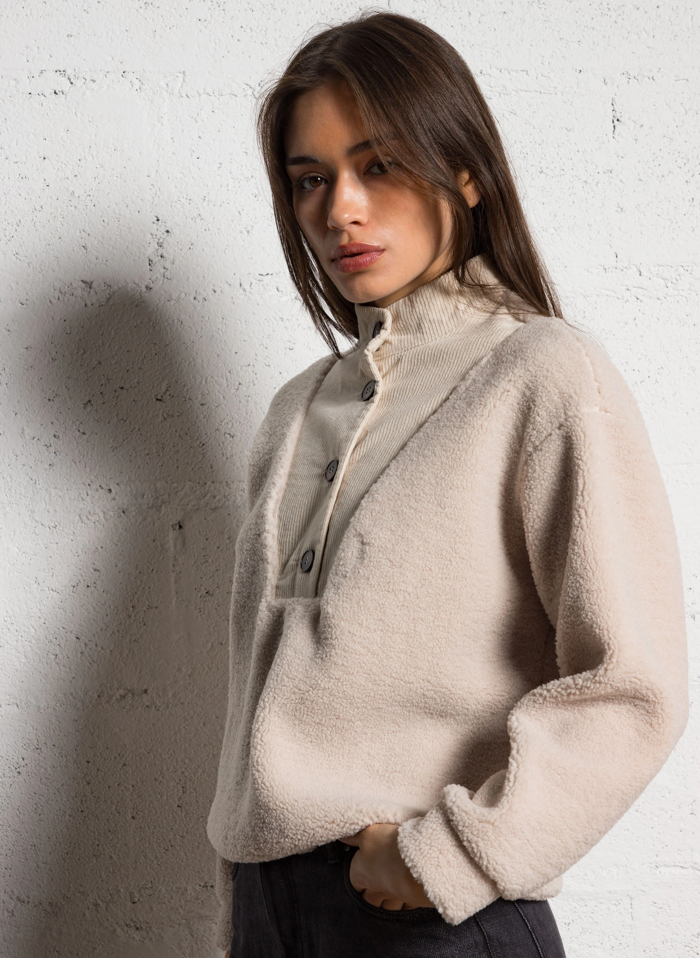 Pull col montant| Blanc