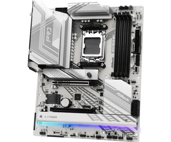 ASRock X870 Pro RS WiFi - Bundkort - ATX - Socket AM5 - AMD X870 Chipset - USB4, USB 3.2 Gen 1, USB-C 3.2 Gen 2x2 - 2.5 Gigabit LAN, Wi-Fi 7, Bluetooth - onboard grafik (CPU påkrævet) - HD Audio (8-kanaler)