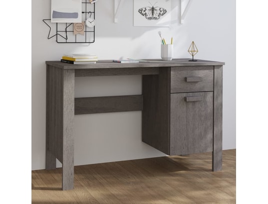 VIDAXL - Bureau gris clair 113x50x75 cm bois massif de pin