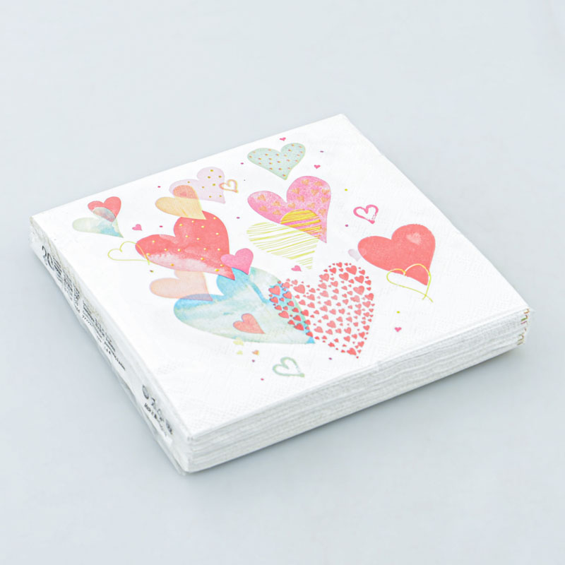 Lot de 20 serviettes coeurs multiples