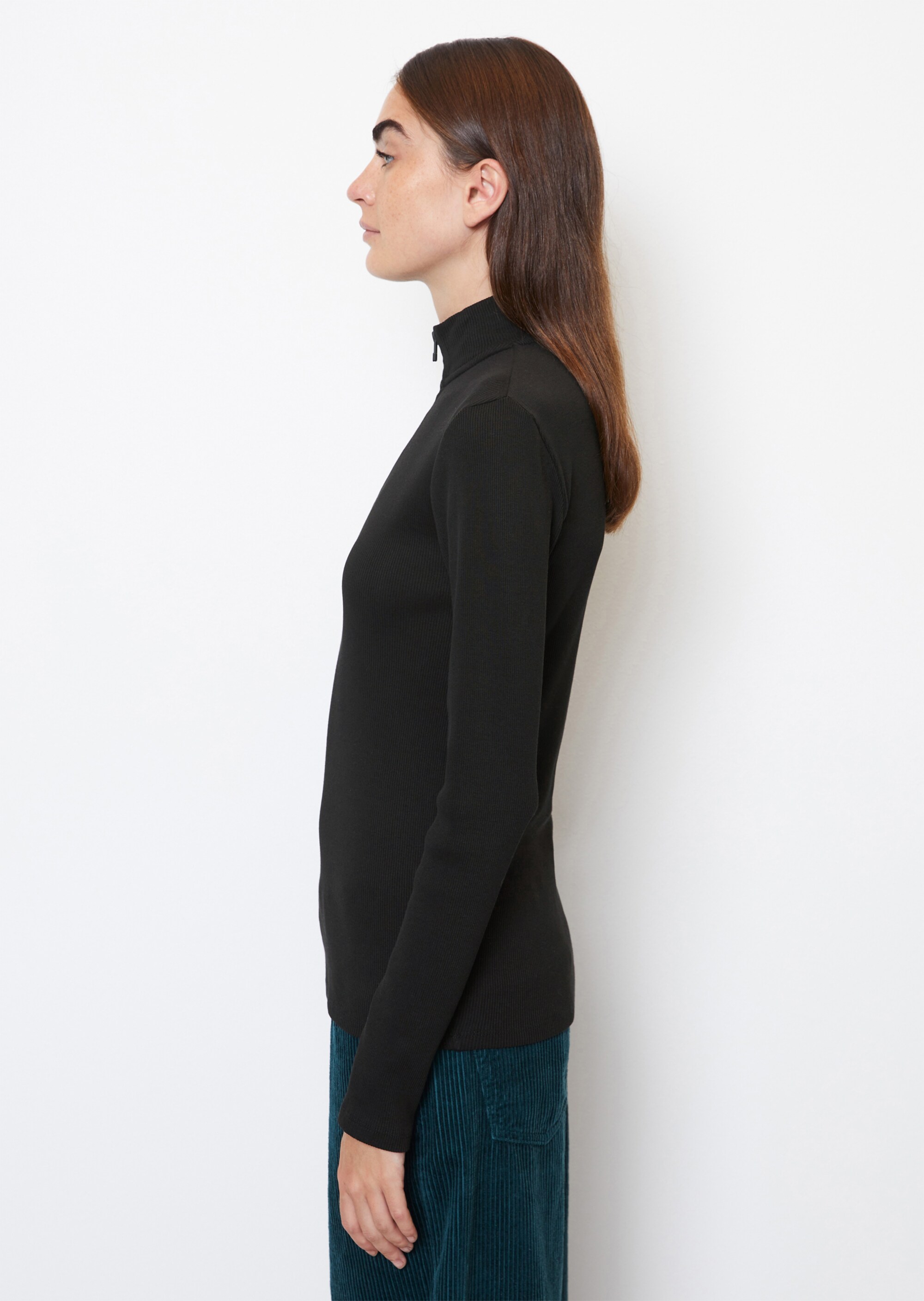 Zip-Longsleeve slim aus softem Rib-Jersey