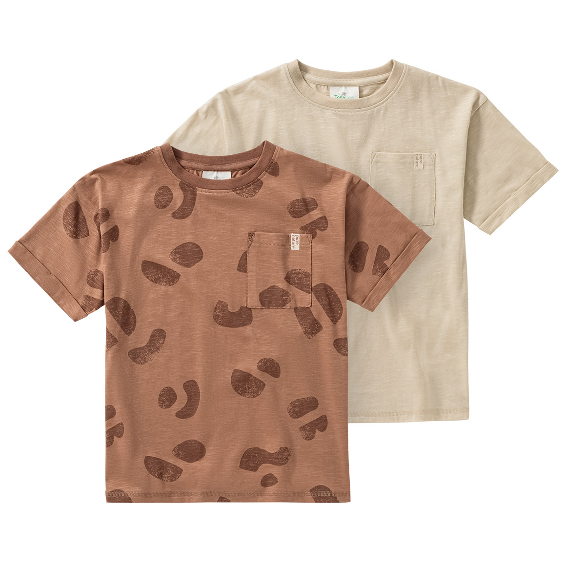 Topolino Pure Collection 2 Jungen T-Shirts mit Flammgarn terracotta / hellbeige