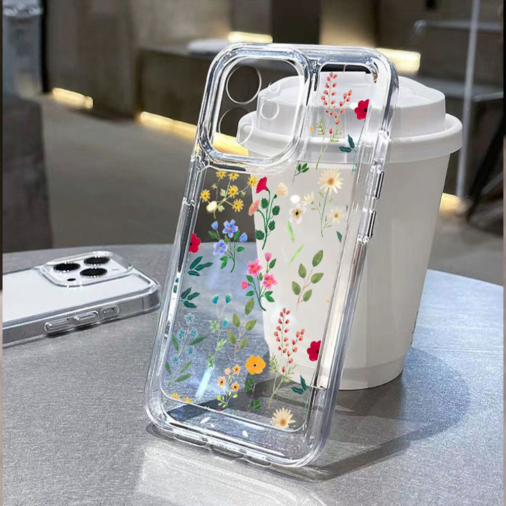 iPhone 14 Pro Max Gummi Case Schutzhülle mit Kameraschutz - Bunte Blumen