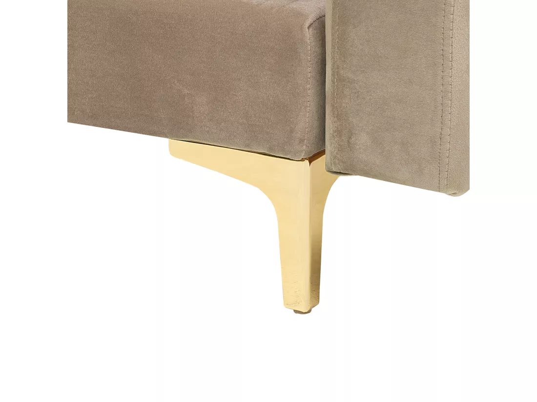 Canapé Angle à droite en Velours Beige Clair 4 Places Dossier Réglable Aberdeen