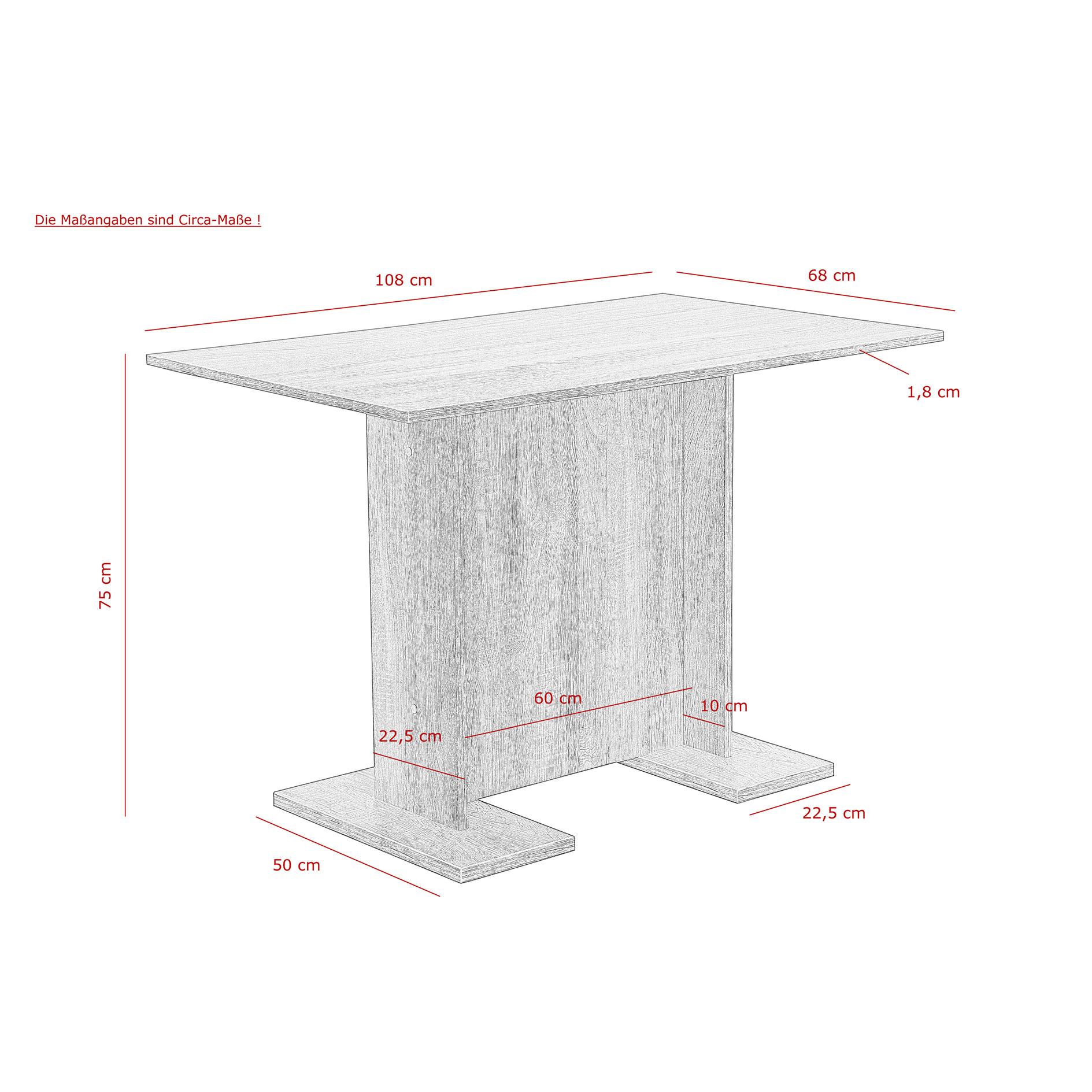 Esstisch - Betonoptik - 108 cm breit