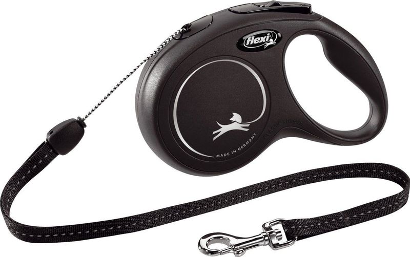 Flexi New Classic Koord - Hondenriem - Zwart - S - 8 meter -