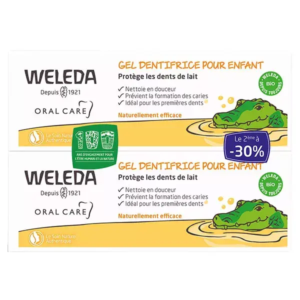 Creme dental em gel Weleda Oral Care para crianças, pacote com 2 unidades de 50ml