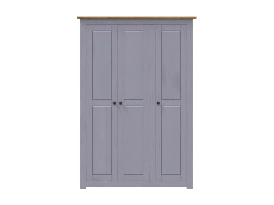 Garde-robe 3 portes Gris 118x50x171,5 cm Pin Assortiment Panama