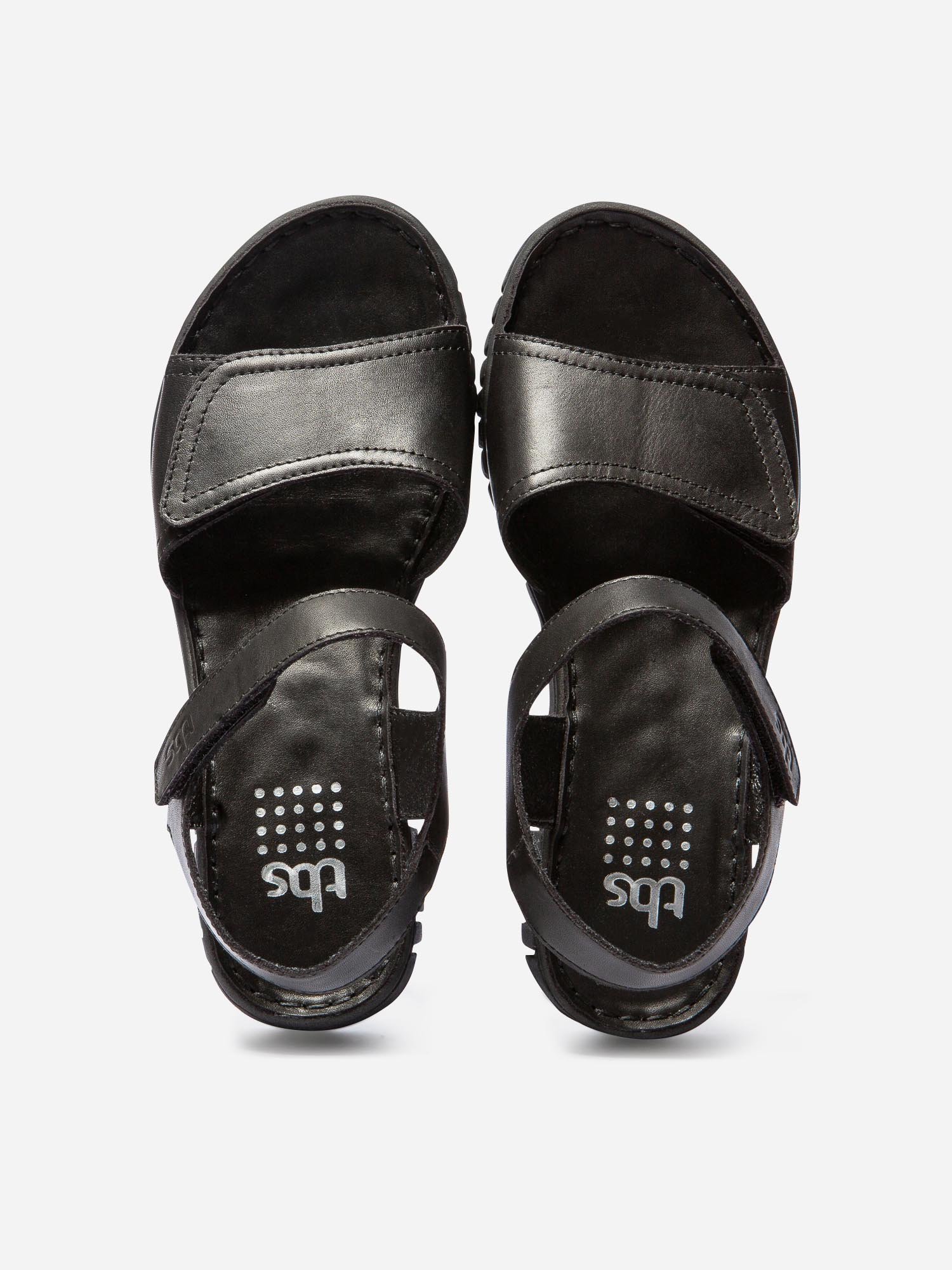 Sandales Femme Compensées à  Scratch Cuir Noir
