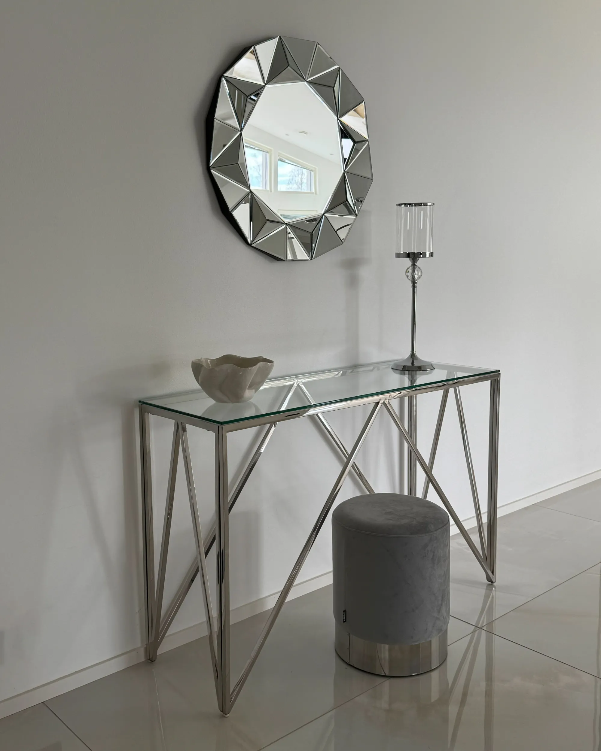 Kaarshouder COTUI Glas 58 cm Zilver