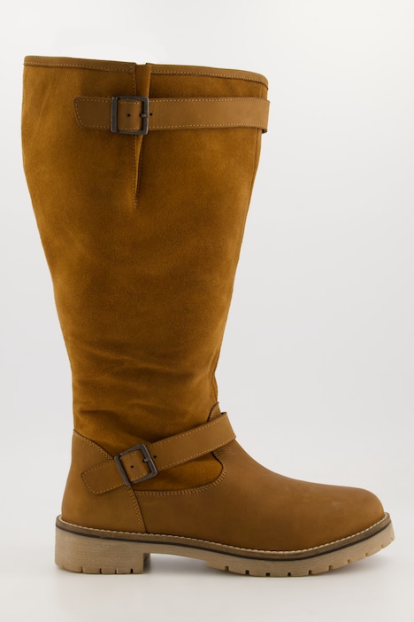 Lederstiefel, XXL-Schaft, Zierriegel, Weite H