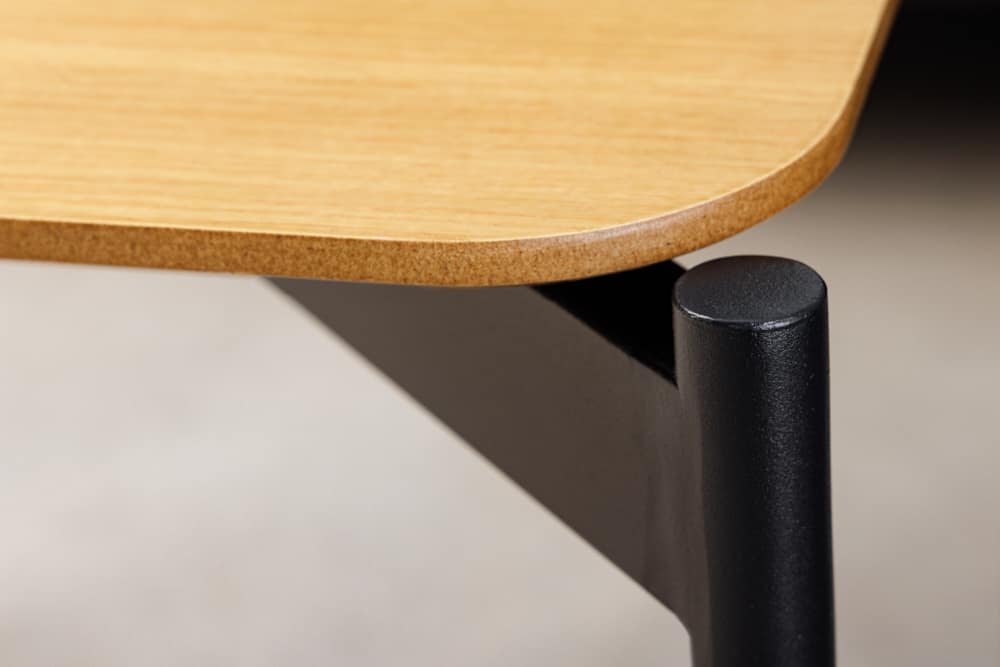 Retro Couchtisch DESIGNO 90cm Eiche Holz-Design schwarz Metallgestell