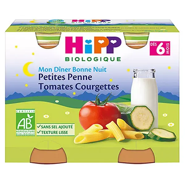 Hipp Organic My Goodnight Dinner Bowl Pequeno Penne Tomates Abobrinhas +6m 2 x 190g