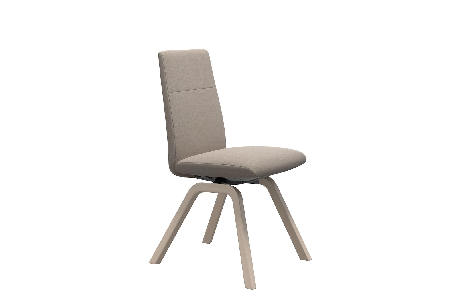 Chilli spisestol I tekstil Tulip Light Beige, medium sete med whitewash understell.