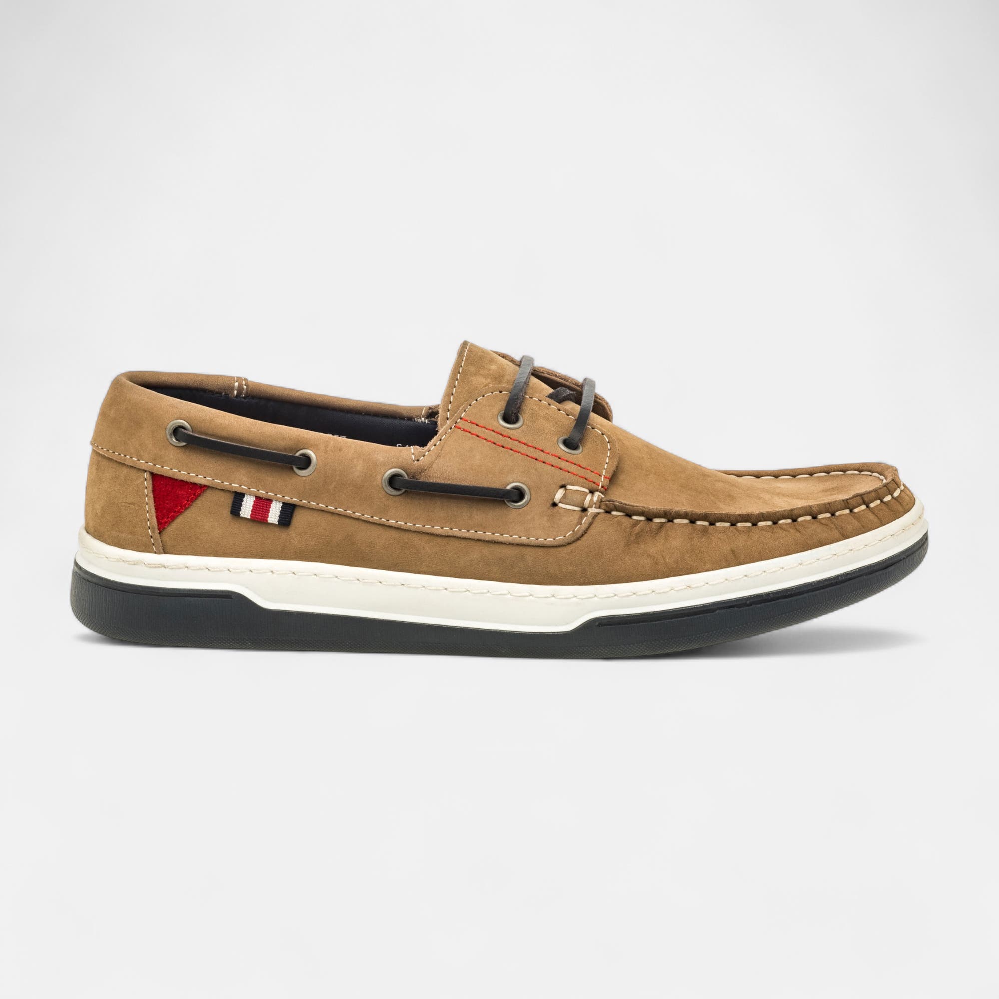 Chaussures bateau Homme en cuir taupe