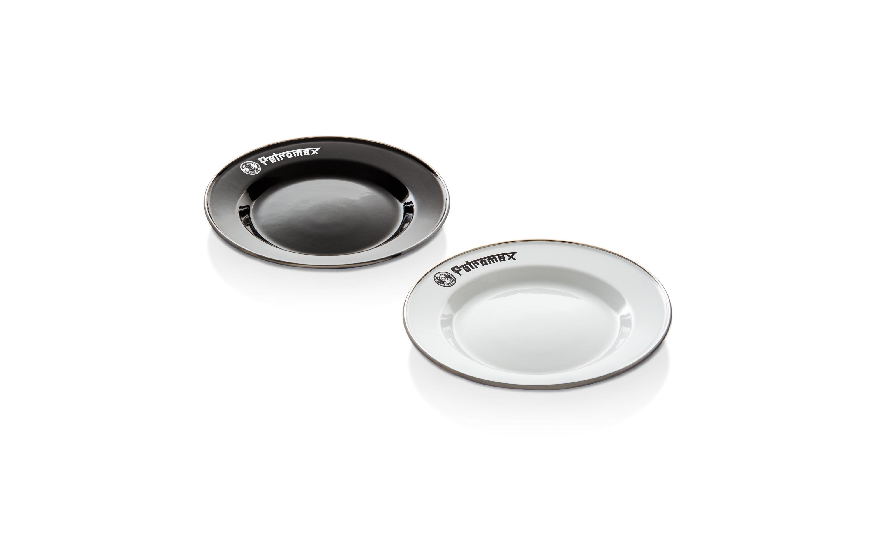 Outdoor-Teller Emaille 2-er Set, WeissCamping-Teller