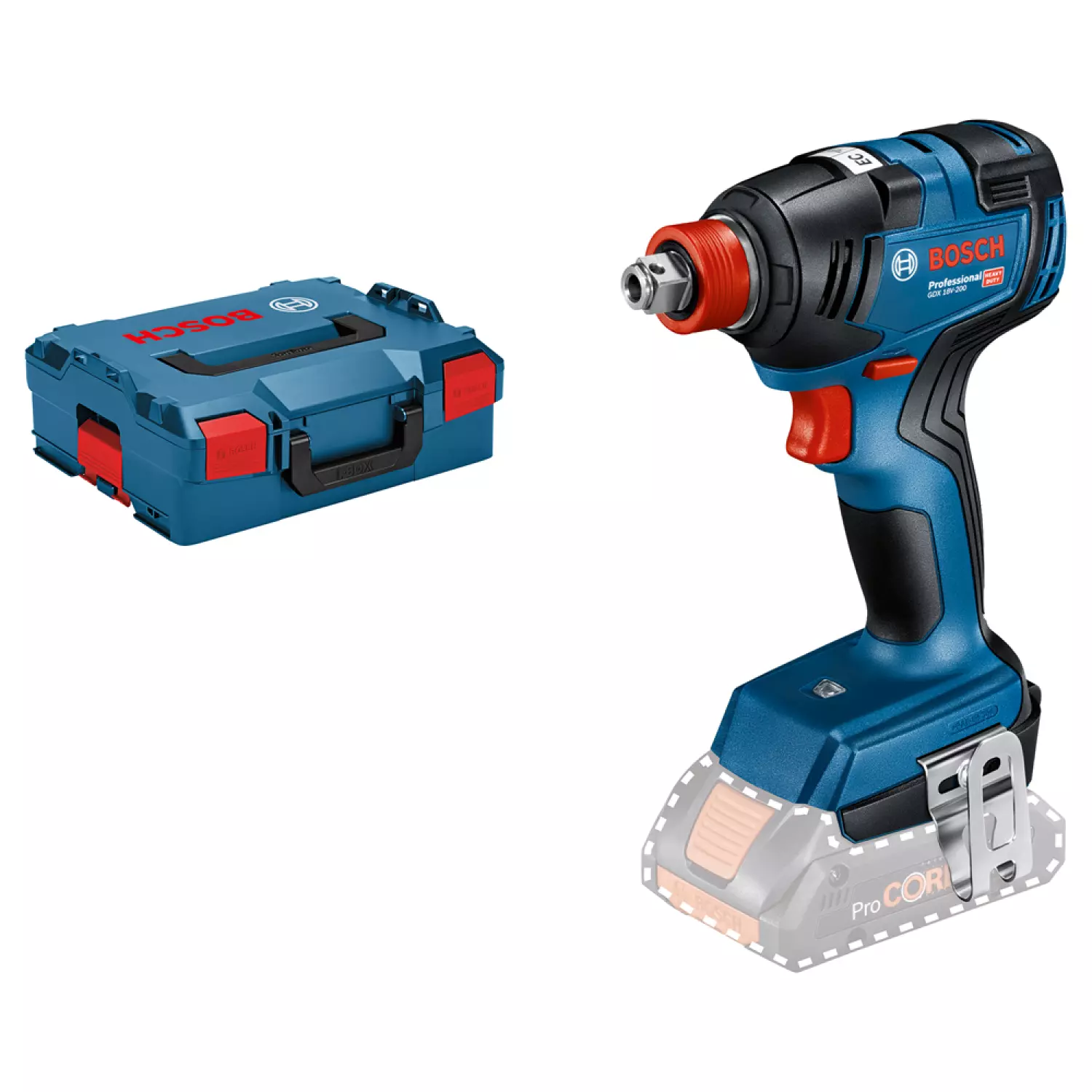 Bosch GDX 18V-200 18V Li-ion accu slagschroevendraaier body in L-Boxx - 200Nm - koolborstelloos