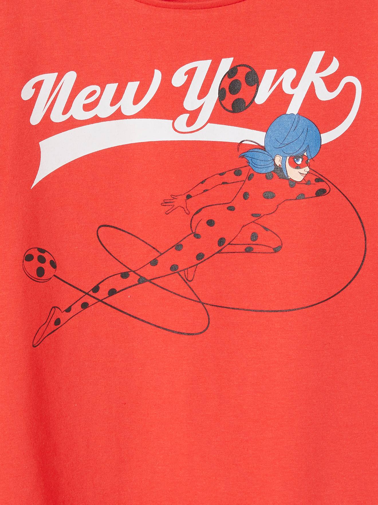 Camiseta Miraculous® de manga curta em vermelho vivo liso com estampas.