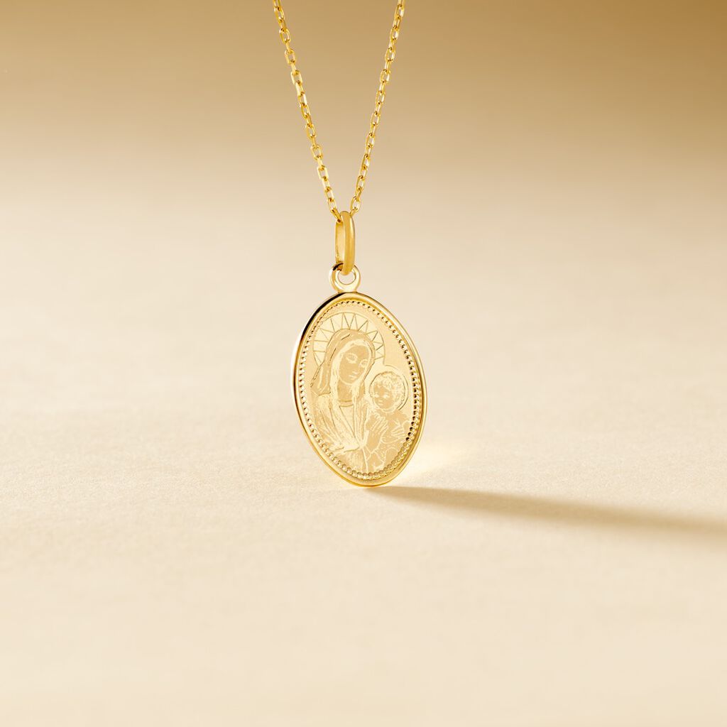 Pendentif Or Jaune Vierge A L'enfant