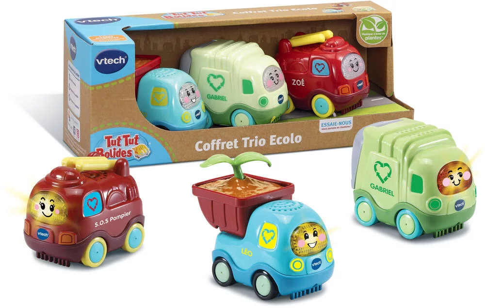 TUT TUT BOLIDES - COFFRET TRIO ECOLO  (POMPIER + CAMION POUBELLE + PTIT CAMION)