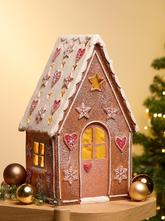 LED Poly-Lebkuchenhaus, gezuckert, 42 cm
