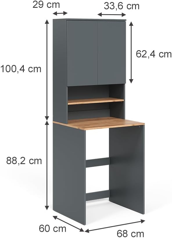 Vicco Waschmaschinenschrank Anthrazit/Goldkraft Eiche Viktor 68x88x60 cm - Badezimmerschrank für die Waschmaschine, Zusätzlicher Stauraum oberhalb des Geräts für Waschmittel & Zubehör