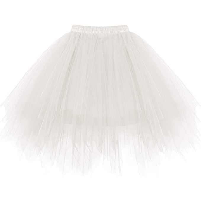 Elastischer Tüllrock Fashion Tutu Mesh Jupe (One Size) - Weiss