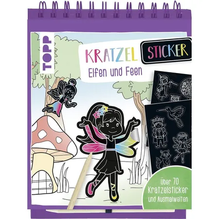 topp-kreativ Kratzel-Stickerbuch Elfen und Feen