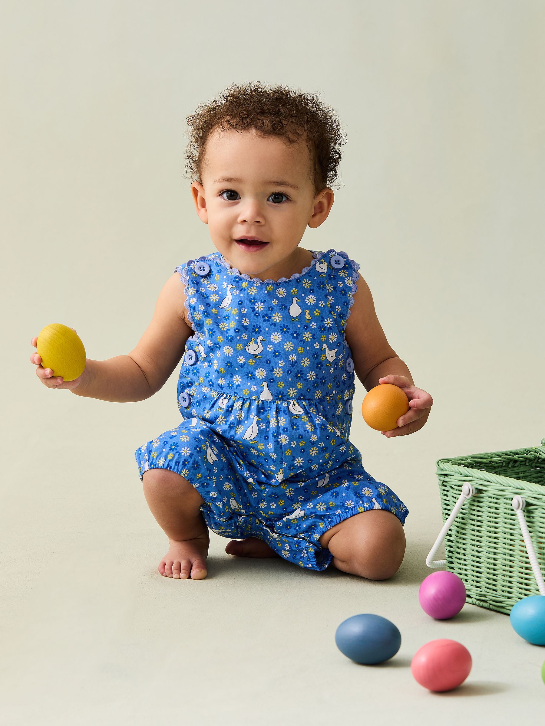 JoJo Maman Bébé Printed 100% Cotton Dungarees