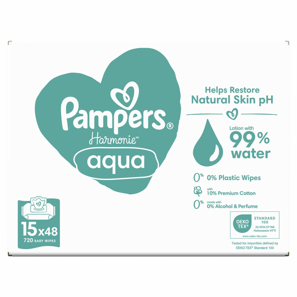Pampers Billendoekjes Harmonie Aqua15x48 =720 stuks