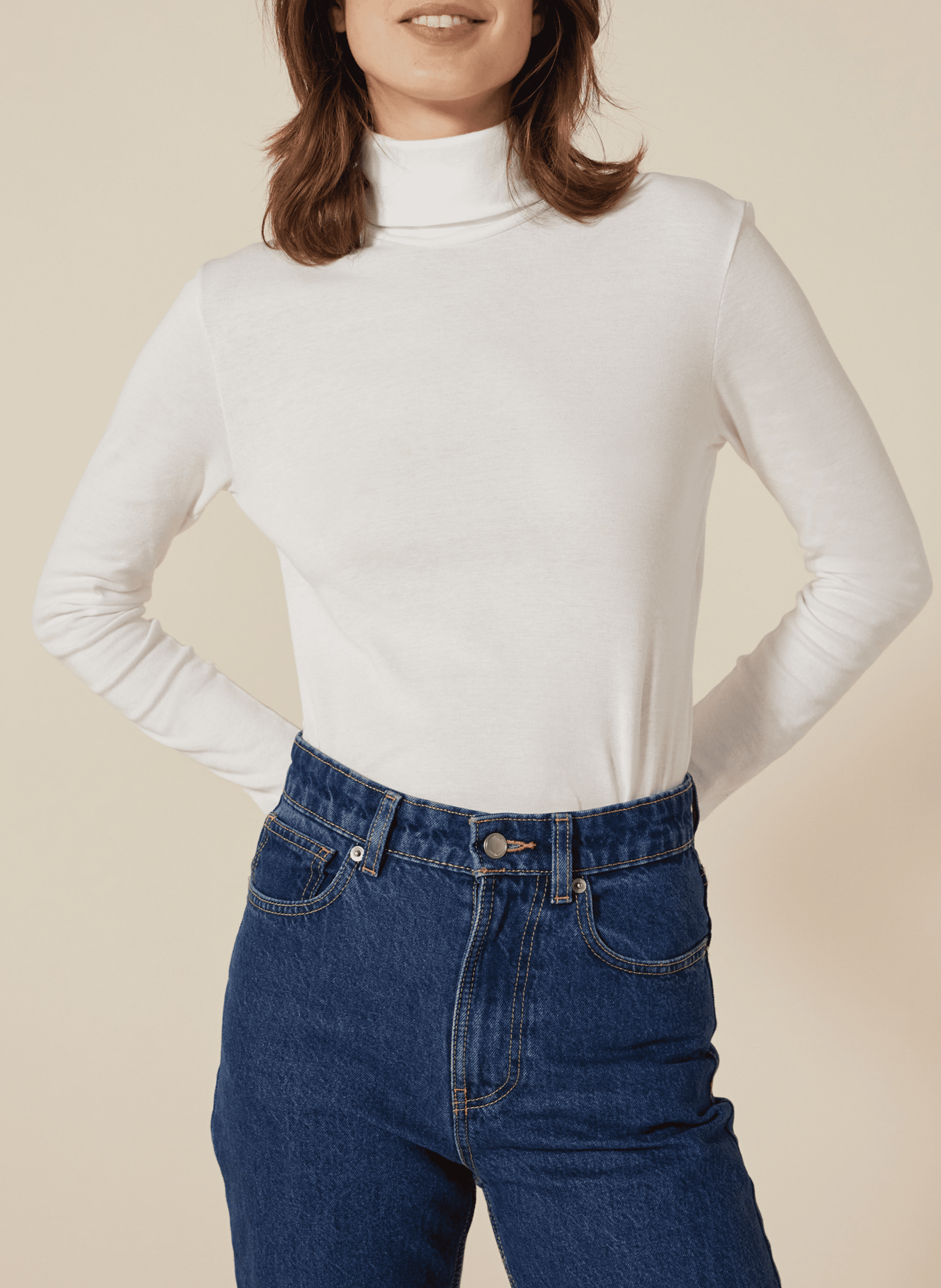 Tee-shirt col roulé en coton | Blanc