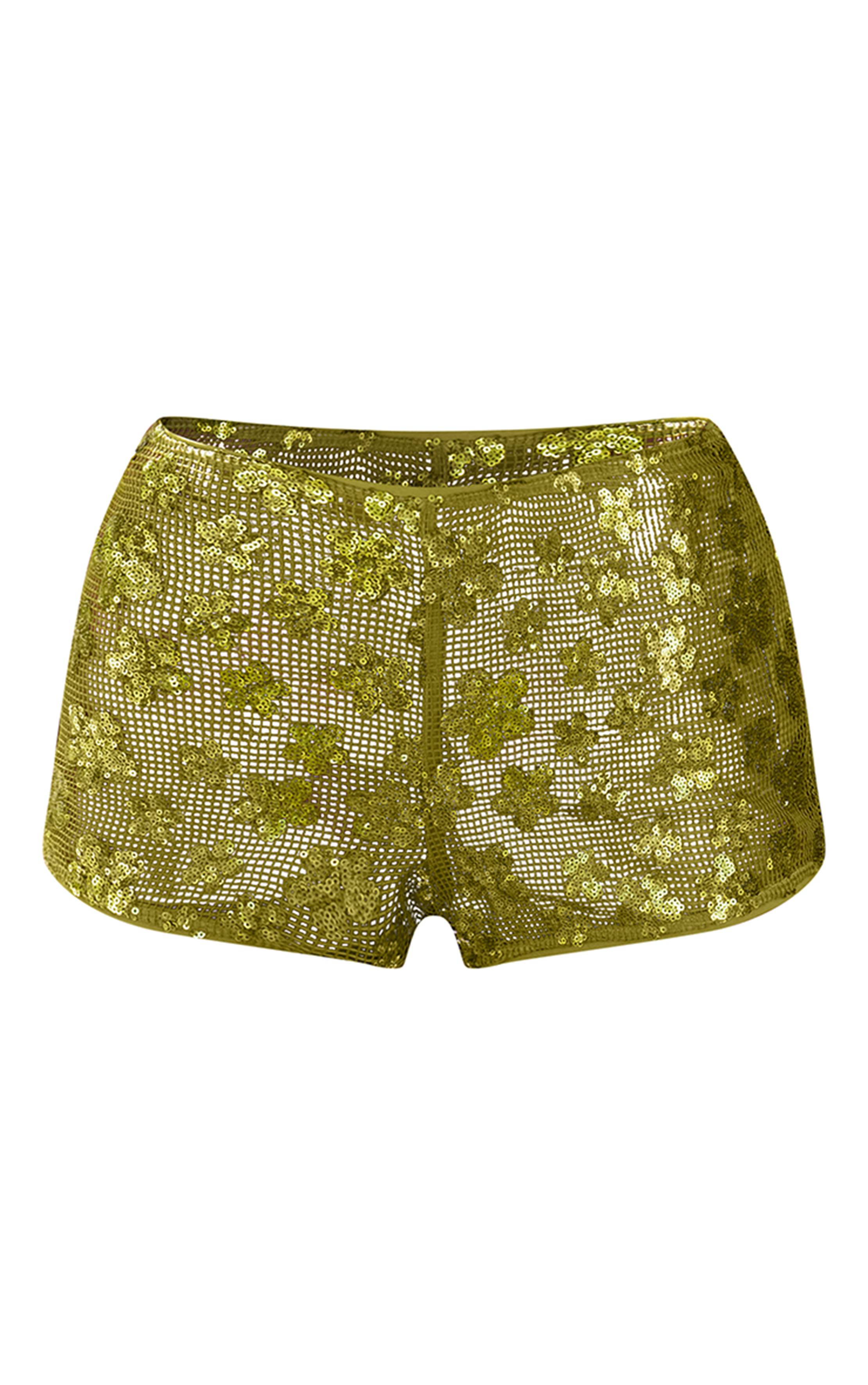 Vert Olive Short De Plage À Paillettes