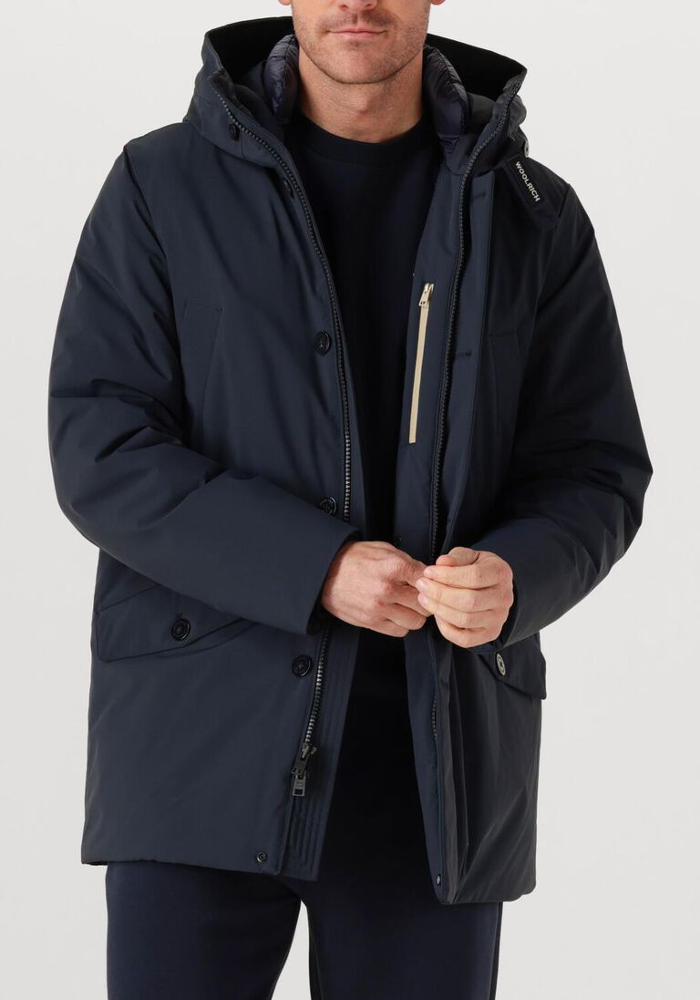 donkerblauwe woolrich parka's stretch arctic parka