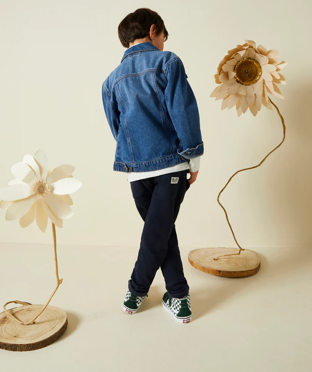 PANTALON RELAX GARÇON EN FIBRES RECYCLÉES BLEU MARINE