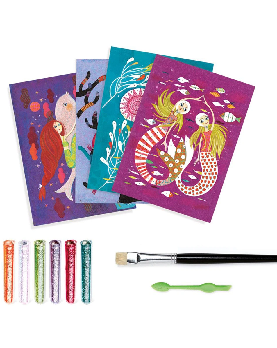 Glitzerkarten-Set MERMAIDS 12-teilig in bunt