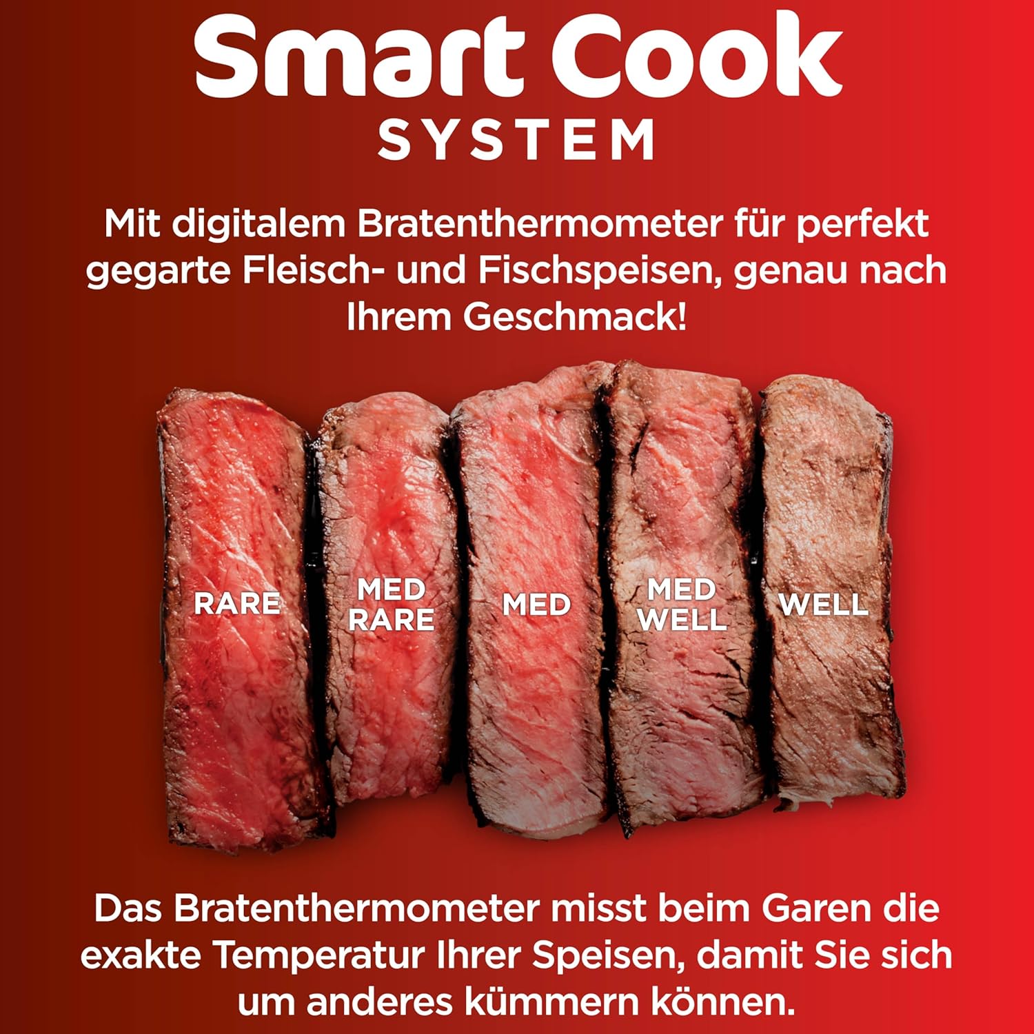 Ninja MAX 6-in-1-Grill & -Heißluftfritteuse für den Innenraum, 6 Kochfunktionen, für bis zu 6 Burger, 3,8-l-Fassungsvermögen, kaum Rauch, enthält digitales Bratthermometer, Grau/Silber, DG551EU