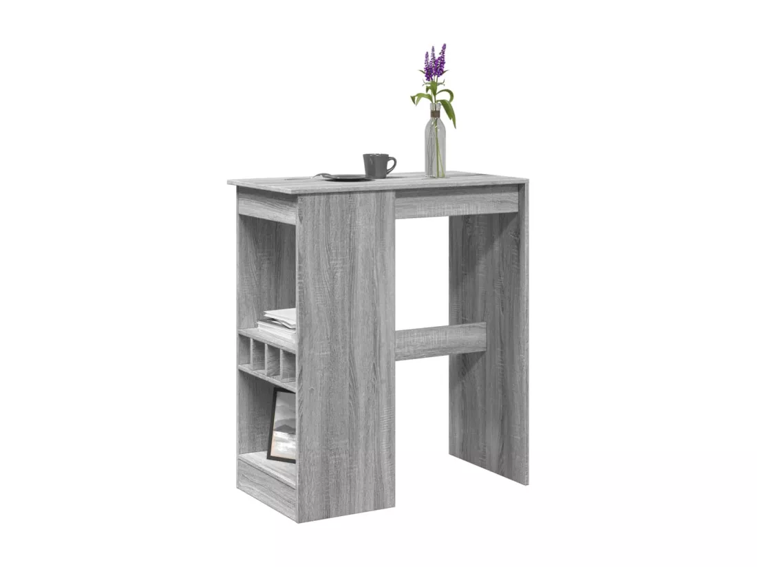 Table de bar avec étagères sonoma gris bois d'ingénierie