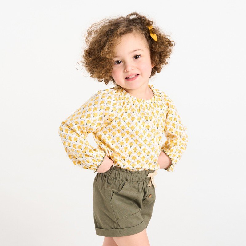 Blouse motif graphique jaune bébé fille Jaune