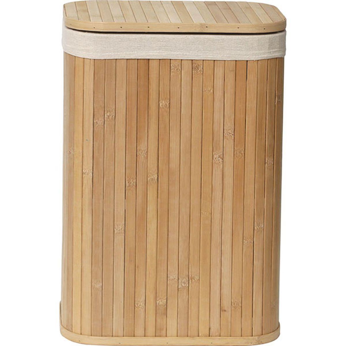 PANIERE A LINGE RECTANGULAIRE BAMBOU TISSU LIN